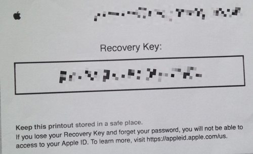 Apple recovery key