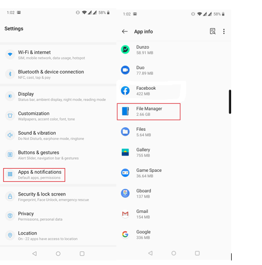 Managing unused apps