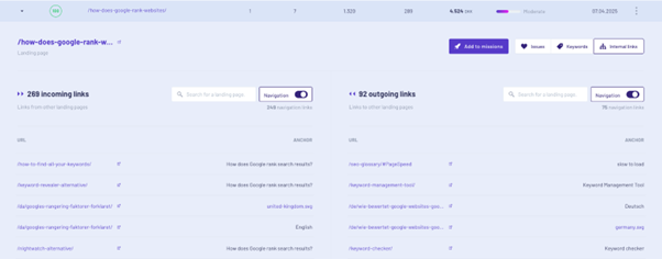 SEO link results