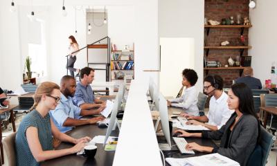A busy small business office
