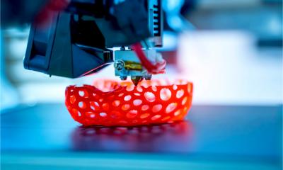 A 3D printer at work