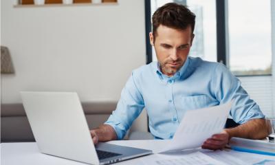 Businessman working on company's finances