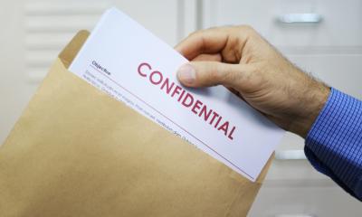 Envelope containing confidential data inside