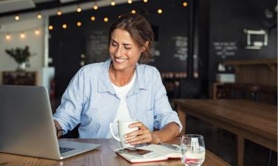 Woman freelancer working at home