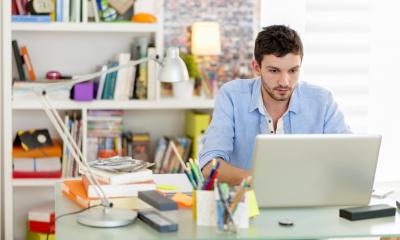 A man runs his successful business from home