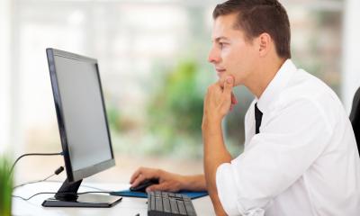 IT support employee working on a computer
