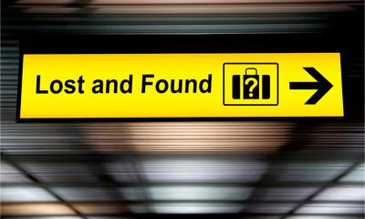 Lost and found sign at the airport