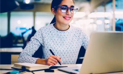 A woman successfully completes an online training course
