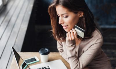 Woman using online banking