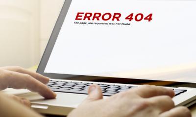 Error 404 on a screen