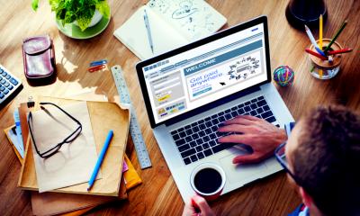 A business owner using accounting software