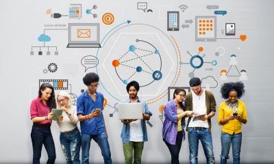 People using multiple devices representing unified comms