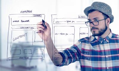 A web design agency comes up with design concepts for a new website